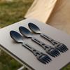 10-in-1 Outdoor Gabel Löffel Multifunktions Geschirr Rostfreies Küchenmesser Gabel Schraubenschlüssel Flaschenöffner Pfeife Camping Zubehör