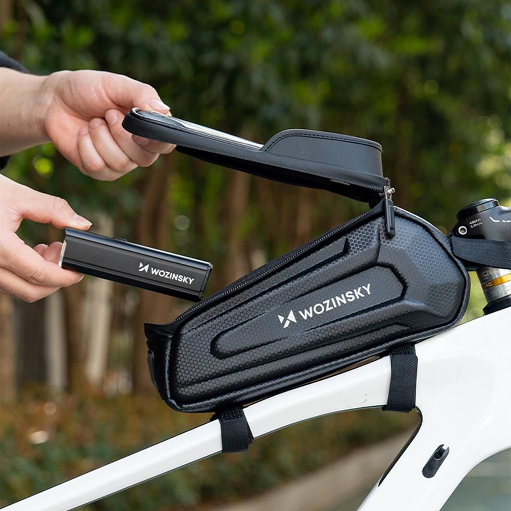 Pancerna torba sakwa rowerowa na ramę z kieszonką na telefon 1.7 l - czarna