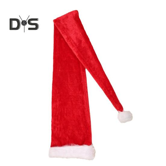 

Рождественская шапка Санты, ультрадлинная, плюшевая, с шариками, декоративная, толстая, сохраняющая тепло, нескользящая, красная, праздничная, новогодняя, для вечеринки, косплея, фото, праздничный головной убор B