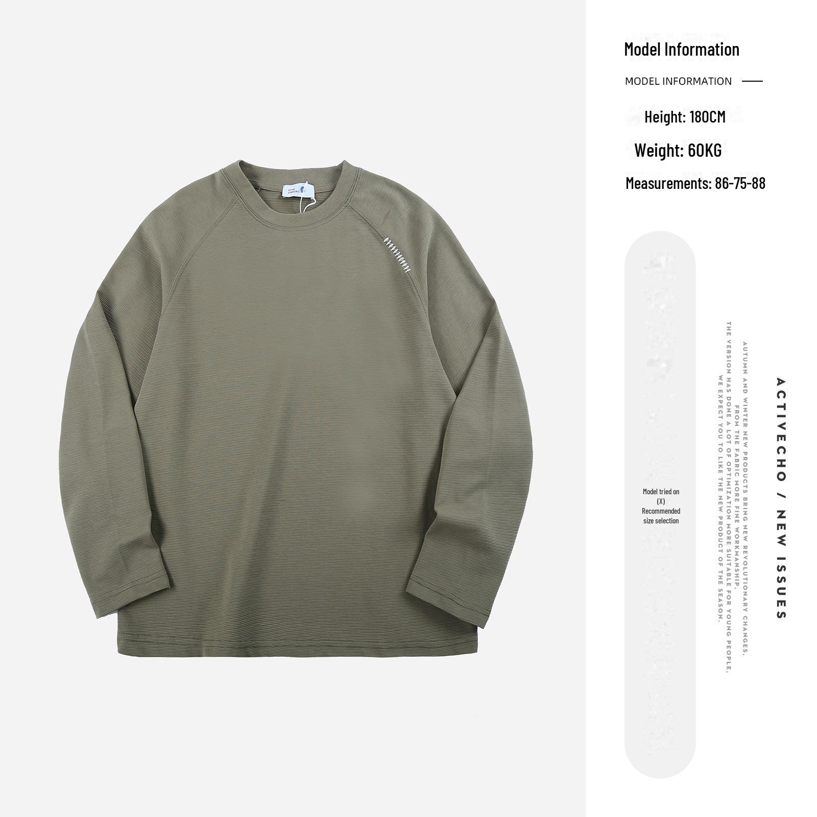 

2024 Autumn Men s Embroidered Raglan Sleeve Casual Long-Sleeve Round Neck T-Shirt XXL пустельний