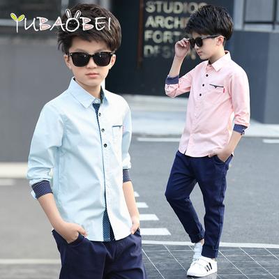 Boys Long Sleeve Shirts Children School Uniform Students Spring and Autumn Clothing Lapel Polka Dot Tshirt Bottoming Tops
