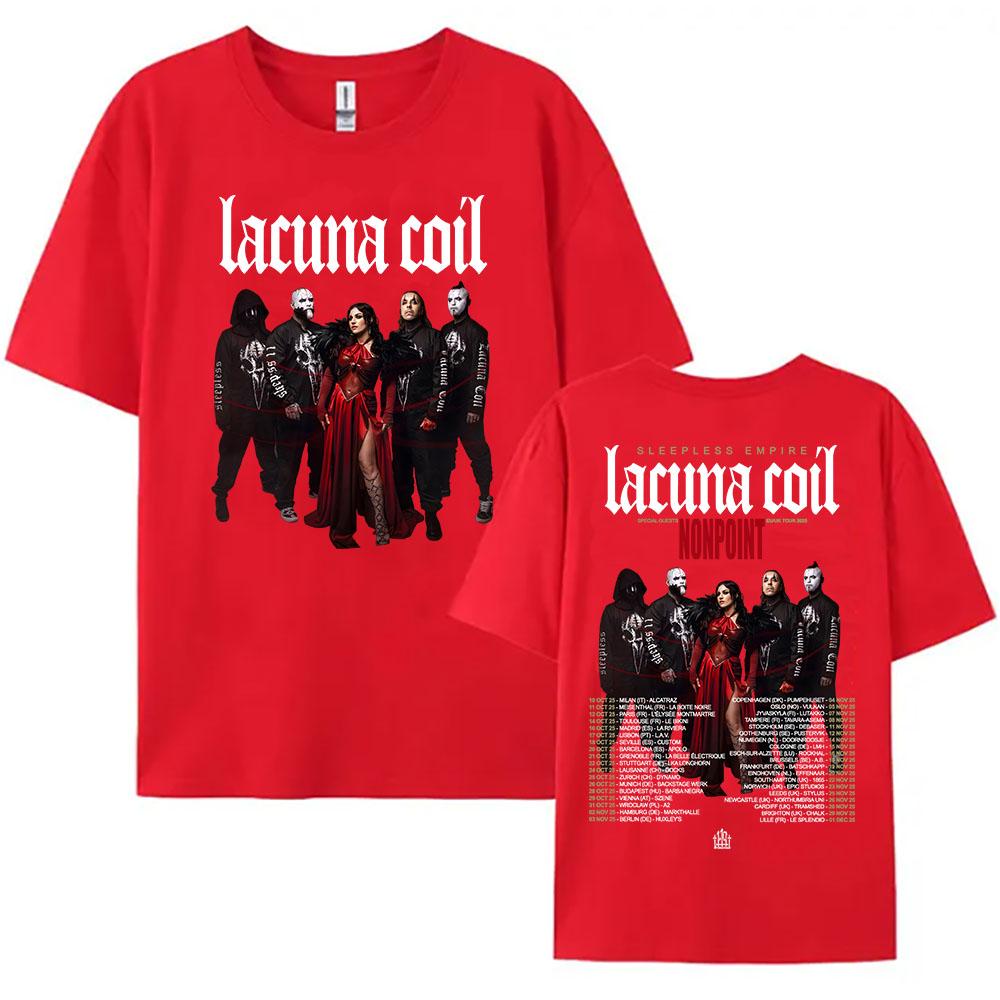 Lacuna Coil Sleepless Empire Tour 2025 TShirt Short Sleeve Cotton Fashion Print Tshirt Loose Casual Unisex Women Teeshirt Street S