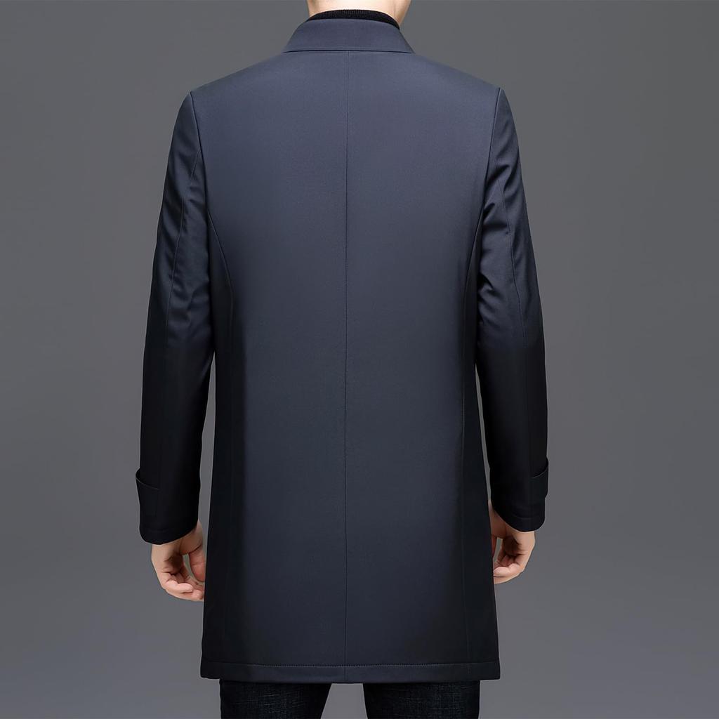 Casaco Longo de Penas Trench Coat de Penas Negócios [FJSSLHXK] Casaco Masculino, Sobretudo, Corta-vento, Roupa Exterior, Outono/Inverno, Azul Marinho, FJPJJF38-NAVY-L