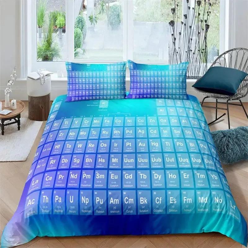 Hot New Periodic Table Duvet Cover Set,Science Freak Chemistry Lovers Colorful Element Table for Fun Learning Image Bedding Set