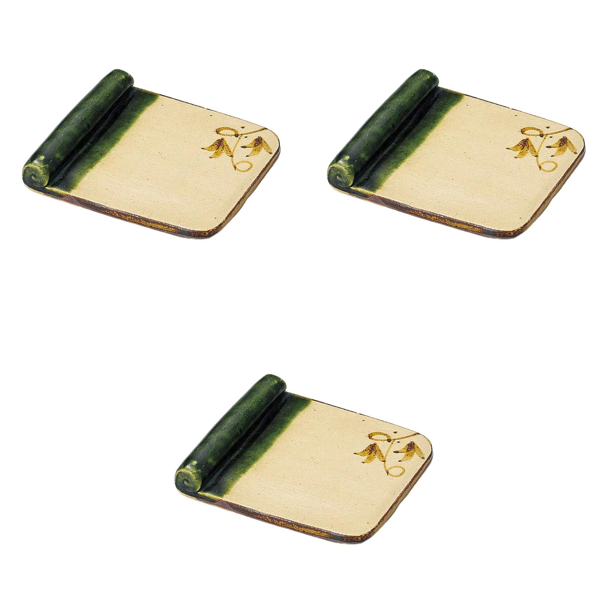 

Set of 3 Handmade Oribe Plates x 10 x Shokado Pottery Handmade by Setomonohonpo Vine-Wrapped (Small) [11.5 1.6 cm] (Earthenware)