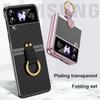 Luxusní galvanizovaný kryt s držákem prstenu pro Samsung Galaxy Z Flip 3 Z Flip 4 Pouzdro Tvrdý Slim Nárazuvzdorný Kryt na telefon pro Z Flip 3 4
