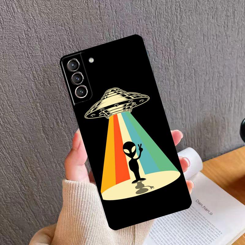 Cartoon Space Alien UFO Soft Case For Samsung Galaxy S20 FE S21 S22 S23 Ultra Note 20 S8 S9 S10 Note 10 Plus Coque