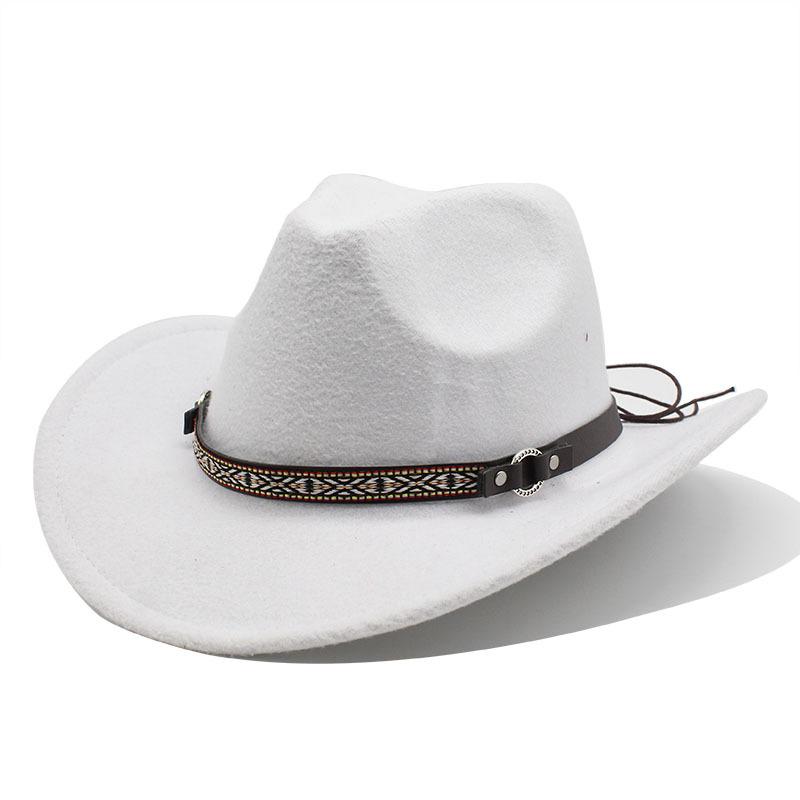 Western Cowboy Hat Woolen Top Hat Big Edge Jazz Felt Hat 10 Colors