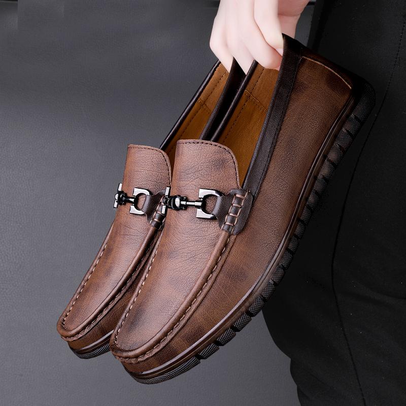 

МодаМужчины Дизайн Мокасины Мода Слипоны Мягкие Плоские Натуральная Кожа Лоферы Повседневная Мужская Обувь Взрослая Мужская Обувь Ручная Работа Обувь для Лодки 44 коричневый