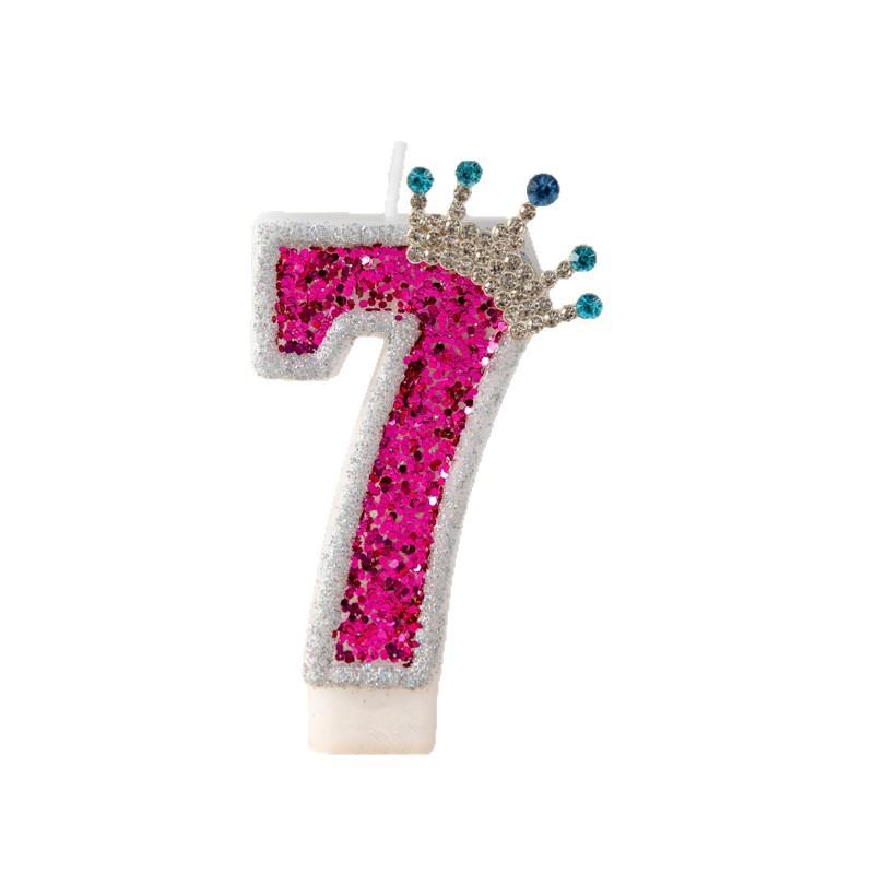 High-end Creative Rose Red Gemstone Crown Number Birthday Candle Cake Party Atmosphere Decoration