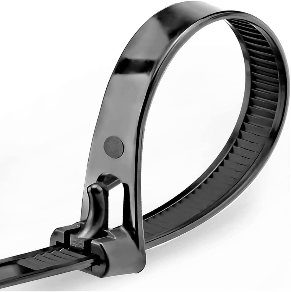 Reusable Cable Ties: 8 Inch 100 Pack UV Resistant Heavy Duty Plastic Zip Ties Self Locking Thick Design for Indoor Outdoor Cable Organization and B
