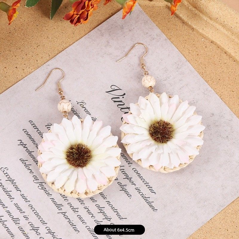 Rattan Fashion Seaside Vintage Ear Jewelry Female Flowers