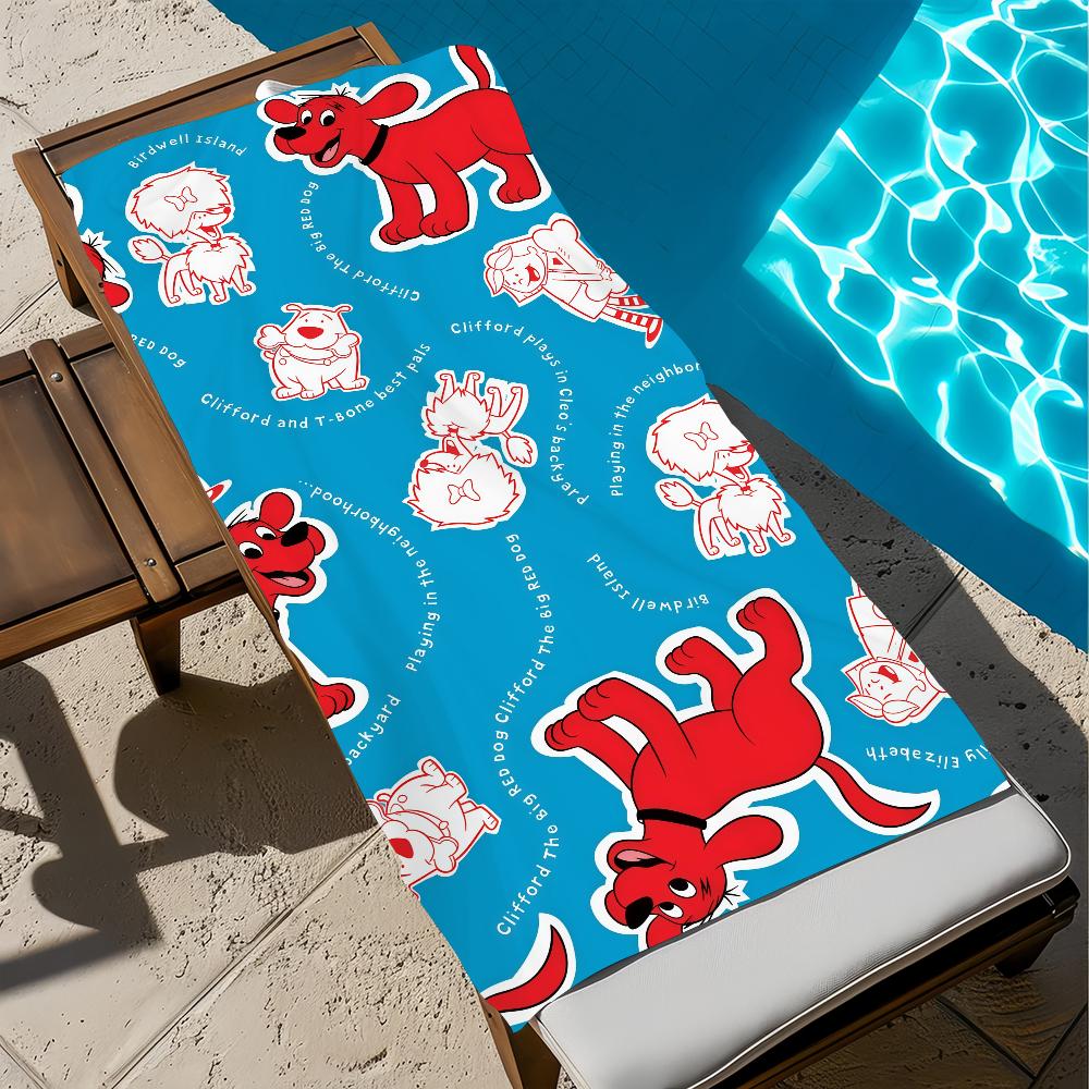C-clifford B-big cute R-red Dog Towel Large Quick-Drying Microfiber soft Beach Towel for Travel Fitness Sauna Bathing Camping