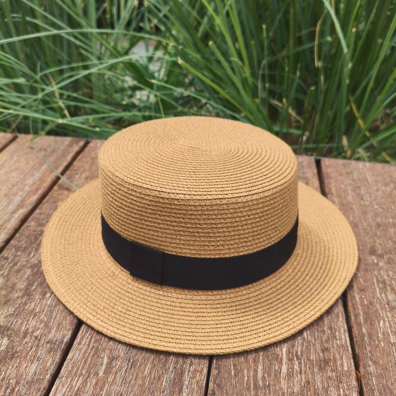 High-quality women's hats cross-border custom French top hats, straw hats, high-end seaside vacation photos