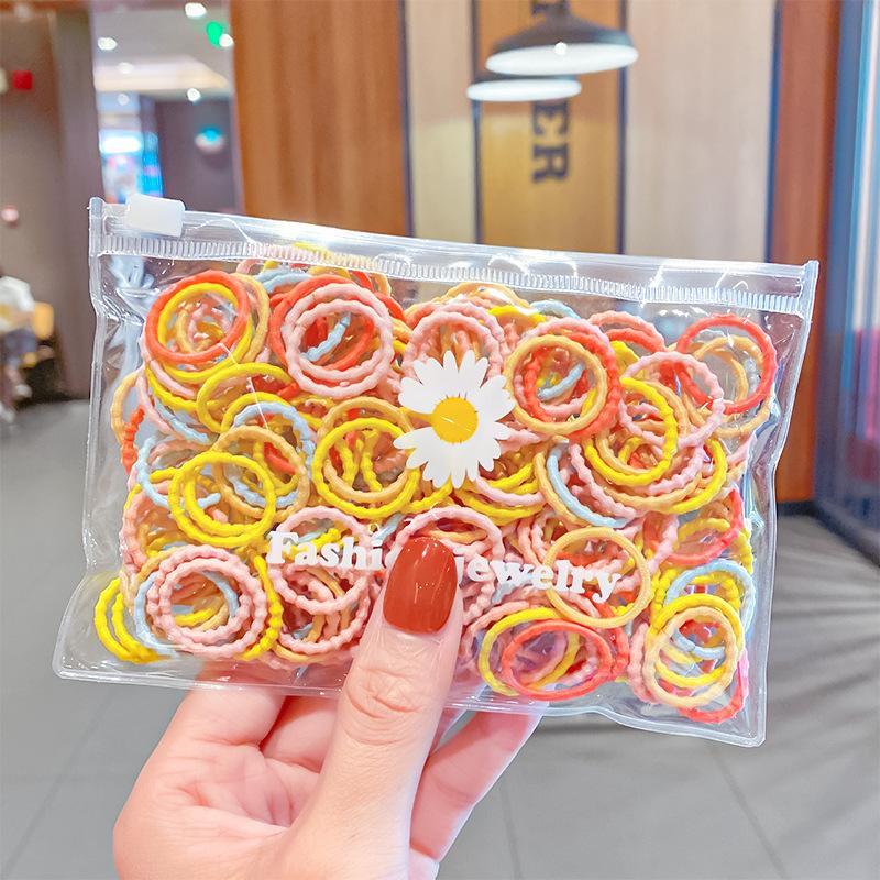

100 ШТ Конфетные Маленькие Эластичные Резинки для Волос Нейлоновые Резинки для Волос для Девочек Детские Держатели для Хвоста Скранчи Веревка для Волос Детские Аксессуары для Волос