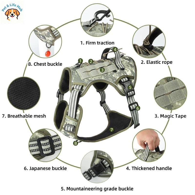 551 New Multifunctional Tactical Pet Harness for Large Dogs Wear-Resistant Anti-Bite Dog Leash Malinois Training Working Vest