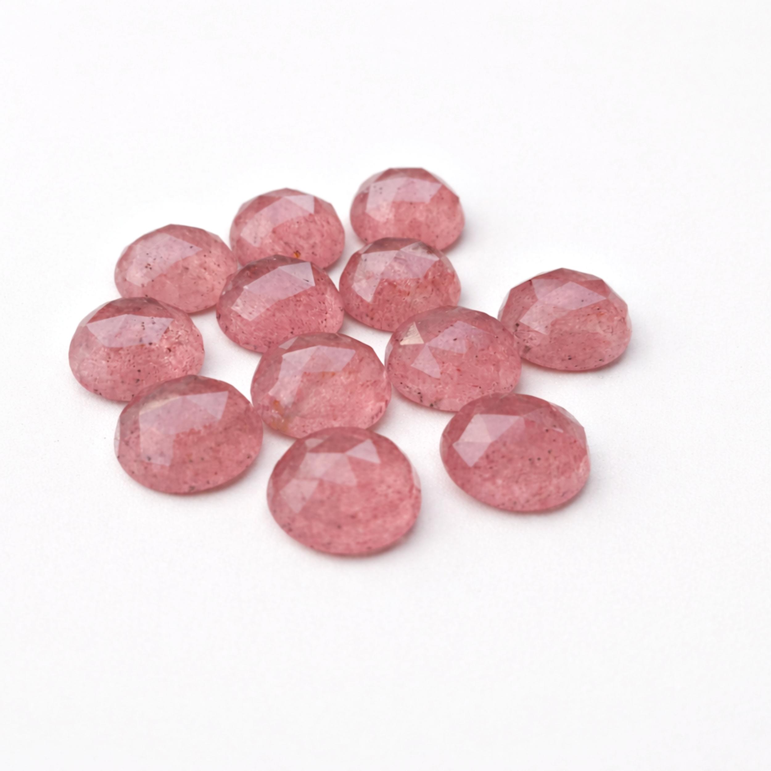 Розовый клубничный кварц, кабошоны с огранкой «роза» – Натуральный розовый драгоценный камень, круглые кабошоны с огранкой, камень для изготовления ювелирных изделий 5mm розовый