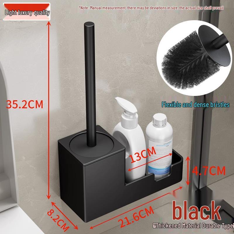 Space Aluminum Wall-Mounted Toilet Brush Set - No Dead Angle, Punch-Free Cleaning Solution