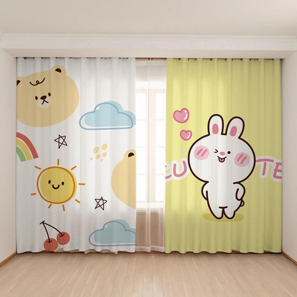 Cute Cartoon Rabbit Children Room High Shading Curtain Bedroom Kindergarten Training Class Early Education Center Blackout Drape