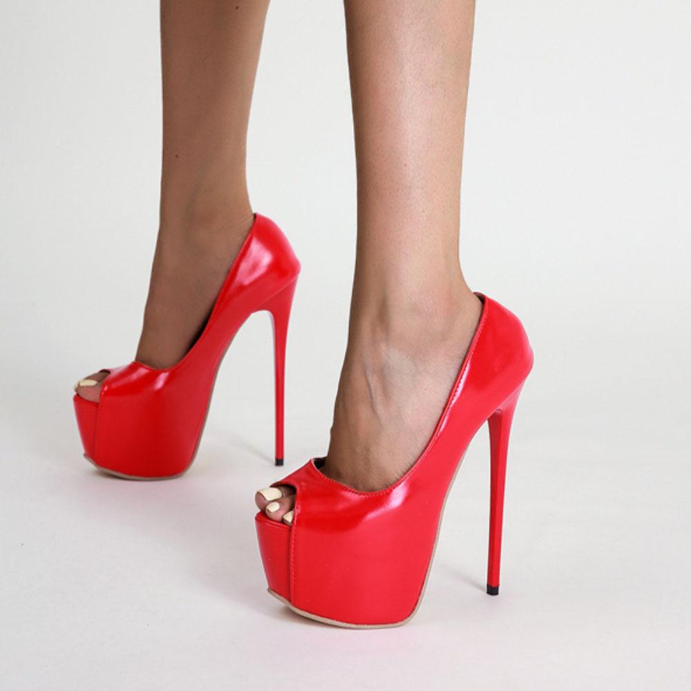 

Супер высокий каблук туфли с открытым носком стиль новый красный тонкий каблук однотонные босоножки с открытым носком модель подиум женская обувь 42