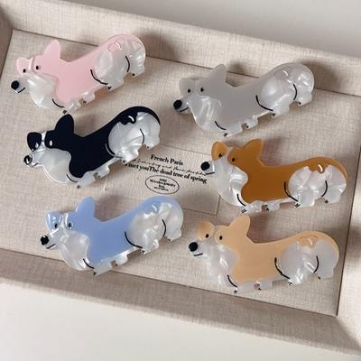 Acetat Creativ Gheară pentru păr de cățeluș Agraf de păr pentru câine de desene animate Agrafă de păr personalizată Corgi Fete