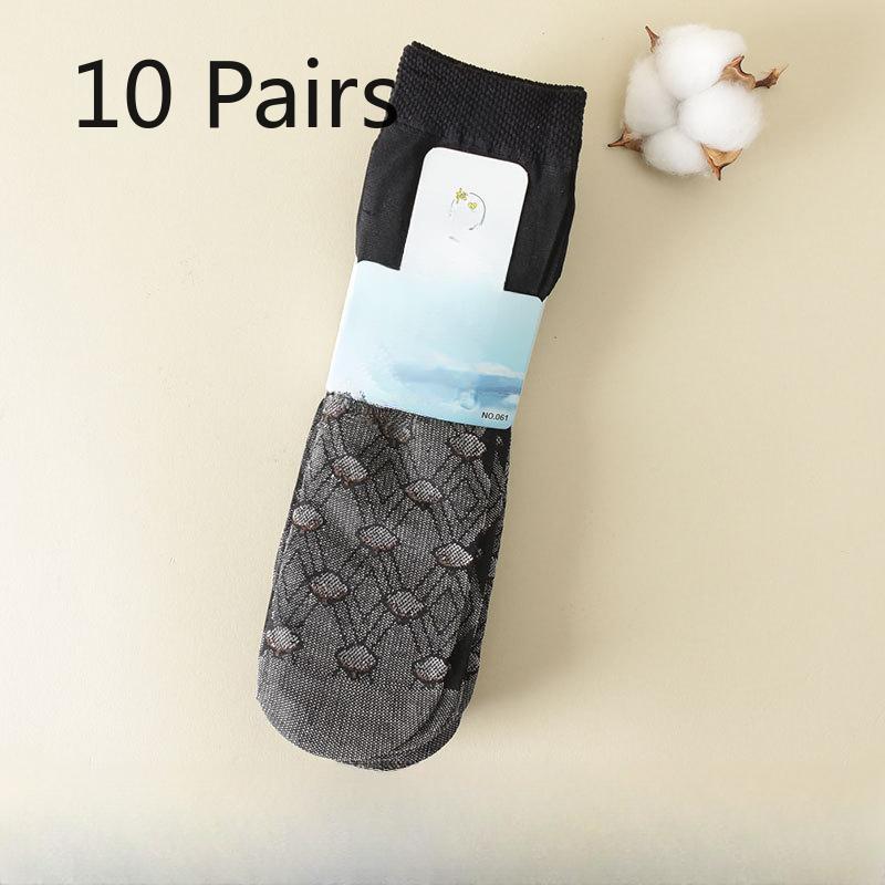 10 Pairs of Women's Summer Thin Breathable Cotton Bottom Non Slip Wear Resistant Loose Mouth Stockings