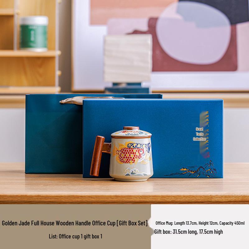 

Ru Kiln Ceramic Tea Mug Gift Set for Elders, Teachers, Leaders, and Business Openings 450ml
