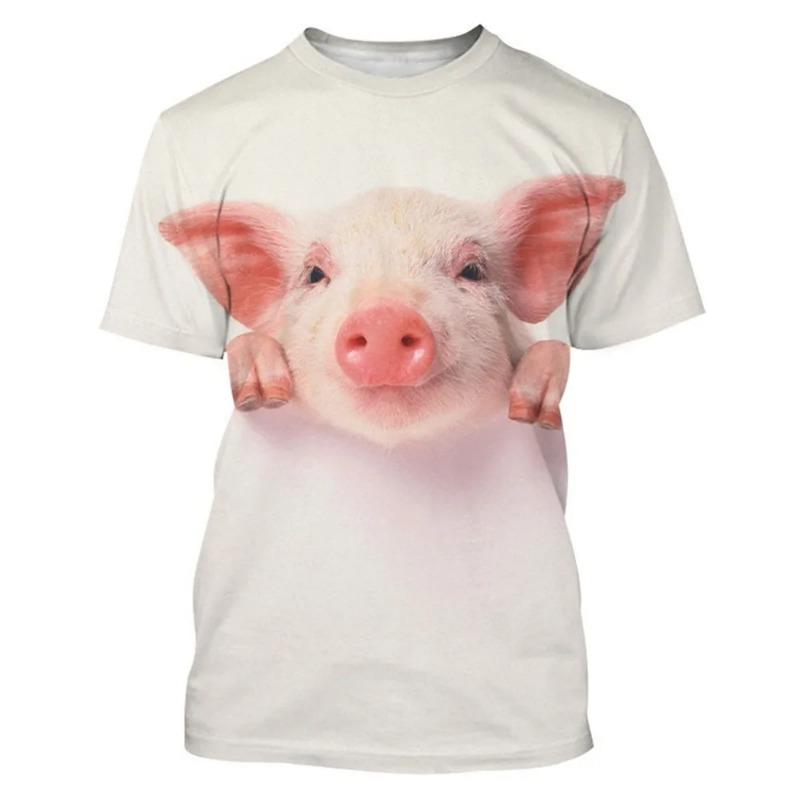 Cute Fun Animal Pig 3D Print Sport Breathable Men T-shirt Outdoor Street Casual Daily