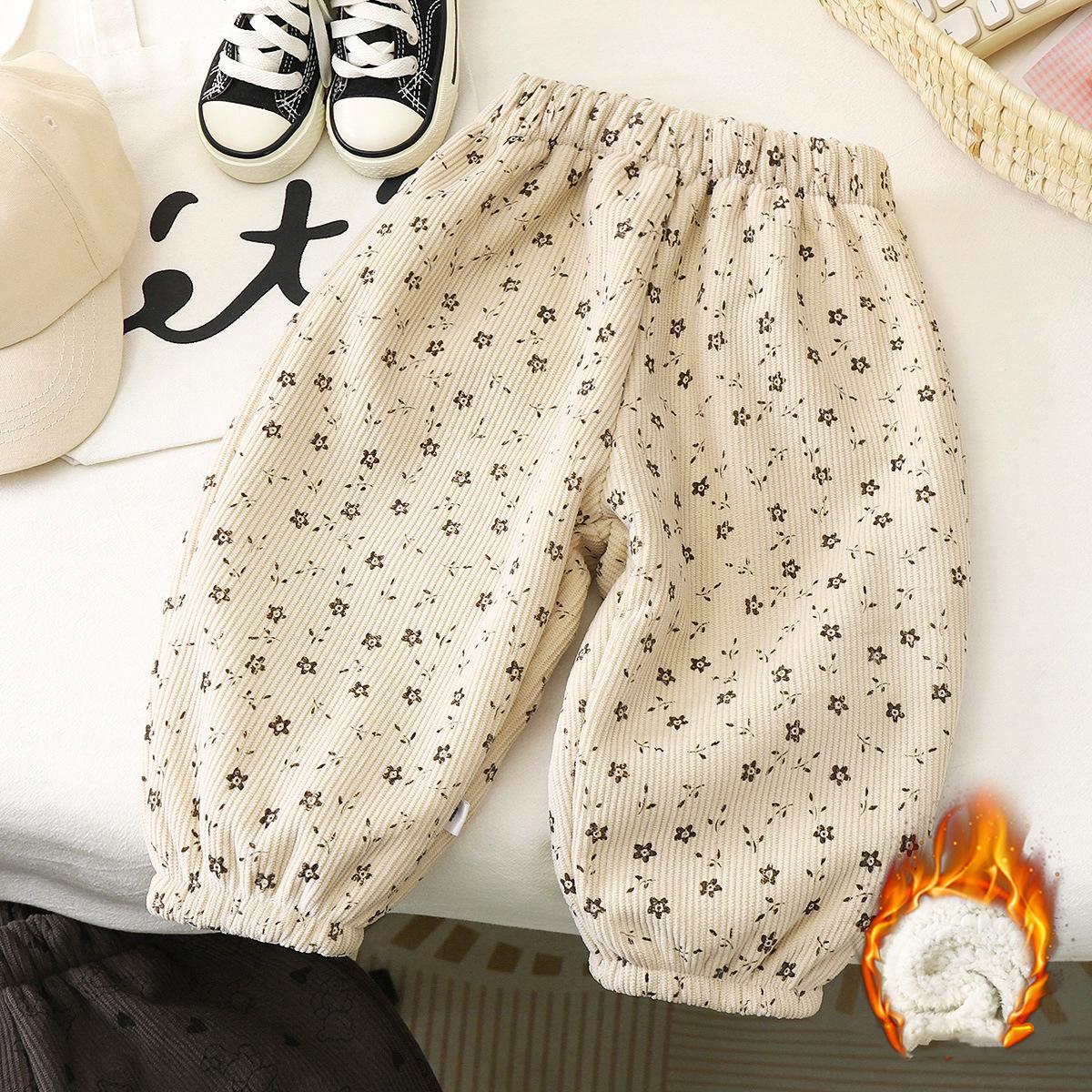 

Зимние детские толстые плюшевые штаны Одежда Мода Мальчики Детские Теплые Спортивные Штаны Цветочный Горошек Девочки Детские Повседневные Брюки 120