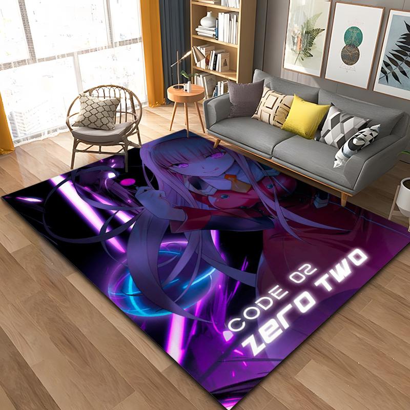Anime Zero-Two DARLING In The FRANXX Area Rug,Carpet Rug for Living Room Bedroom Sofa Doormat Decoration, Kid Non-slip Floor Mat
