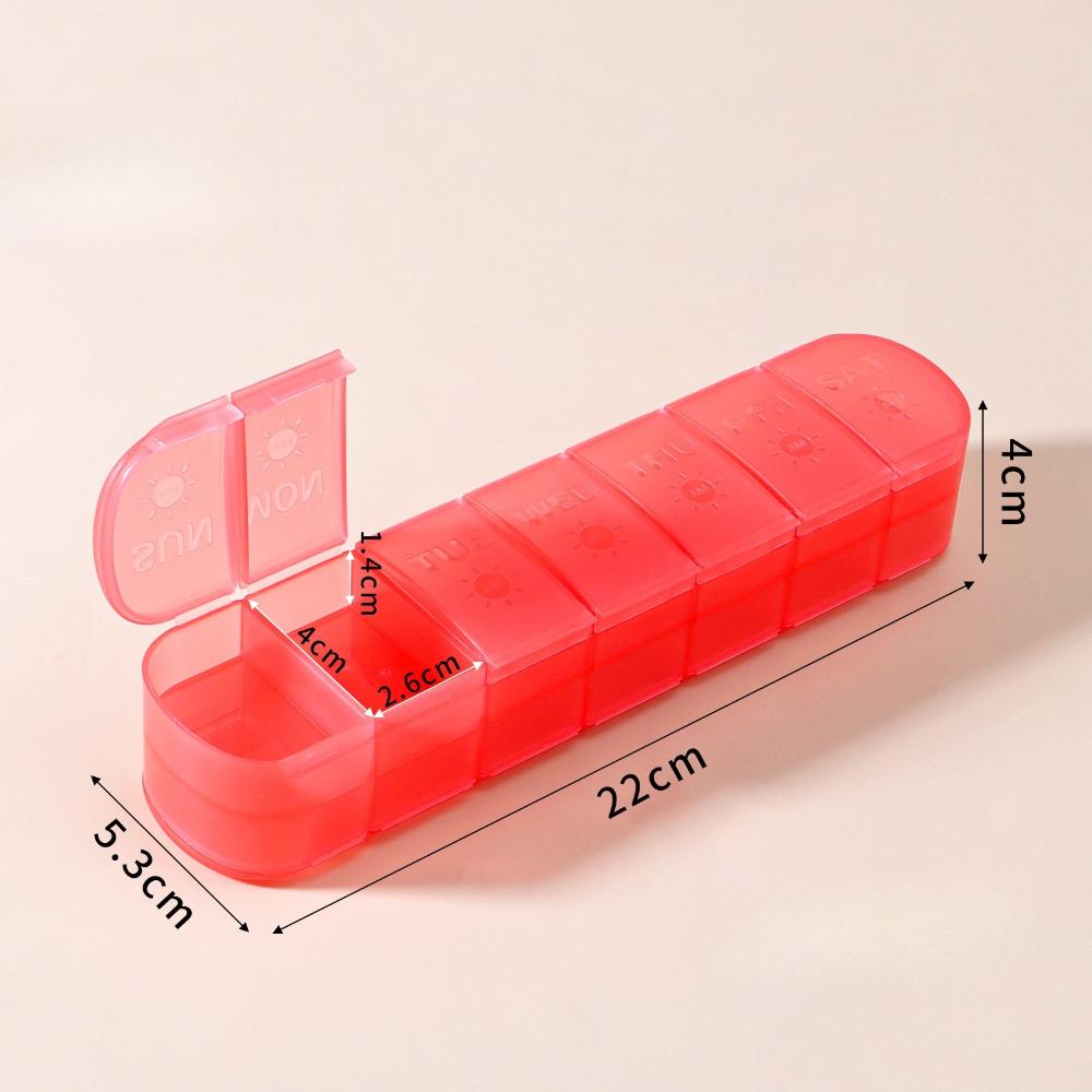 

New Weekly Double-layer Premuim Portable Pill Storage Cases Box Organizer 7 Days 14 Grids 2 Times A Day for Vitamins Fish Oils червоний
