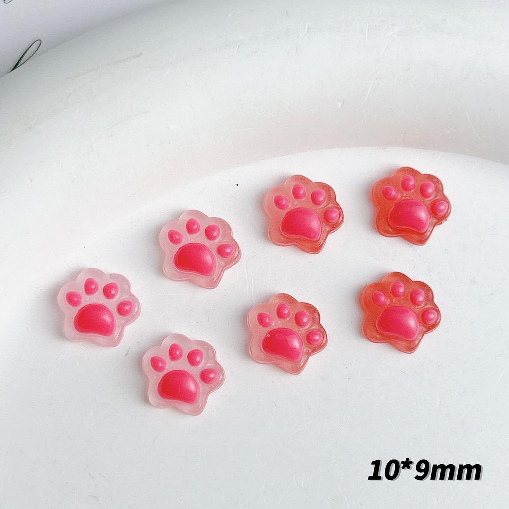 Luminous Color Changing Cute Cartoon Cat Paw Nail Art Decorations Semi-Transparent Nail Decorations Cream Glue Phone Case DIY