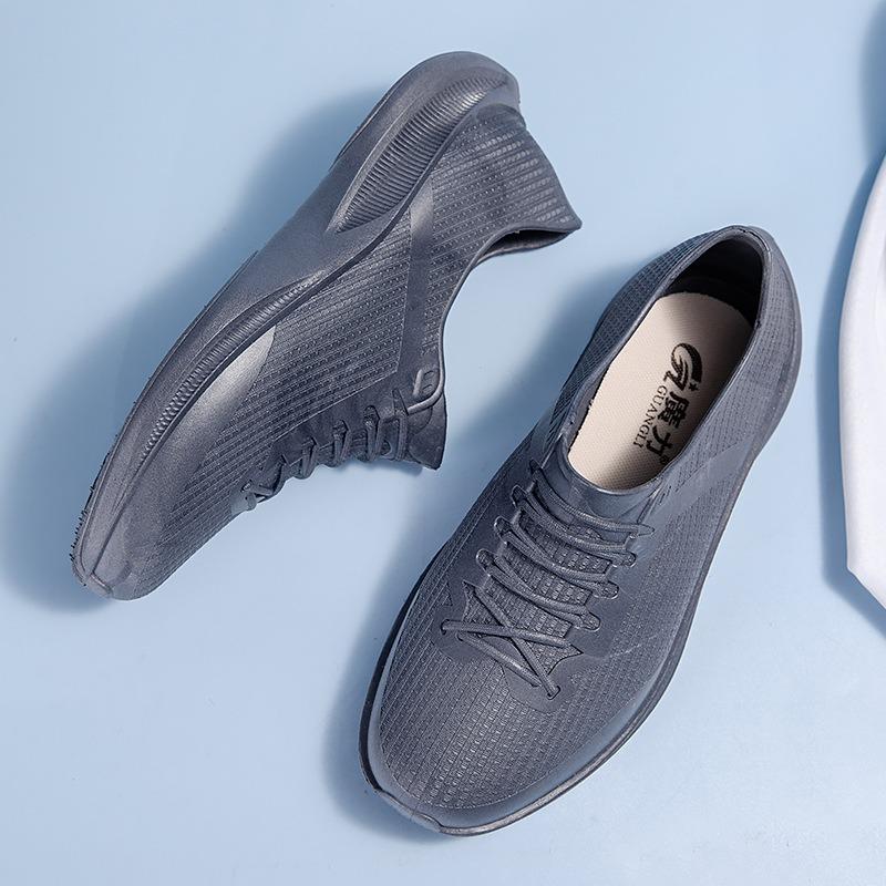 

Low-top rain shoes water shoes men s adult flat bottom lightweight waterproof shoes light mouth rubber shoes overshoes non-slip short tube work summer 36 сірий колір