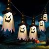 LED Hanging Halloween Decoration Flashing Light Terrifying Mask Desk Ornament  Prop Glowing Wizard Ghost Hat Lamp Festive Decor