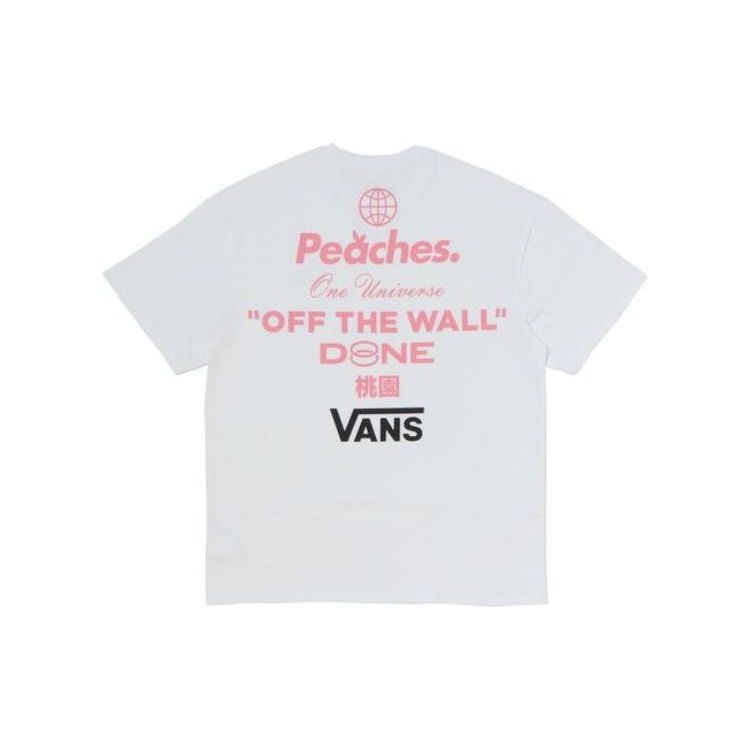 Vans Solid Color Letter Print Crew Neck T-Shirt Men Tops White VN000FPDWHT