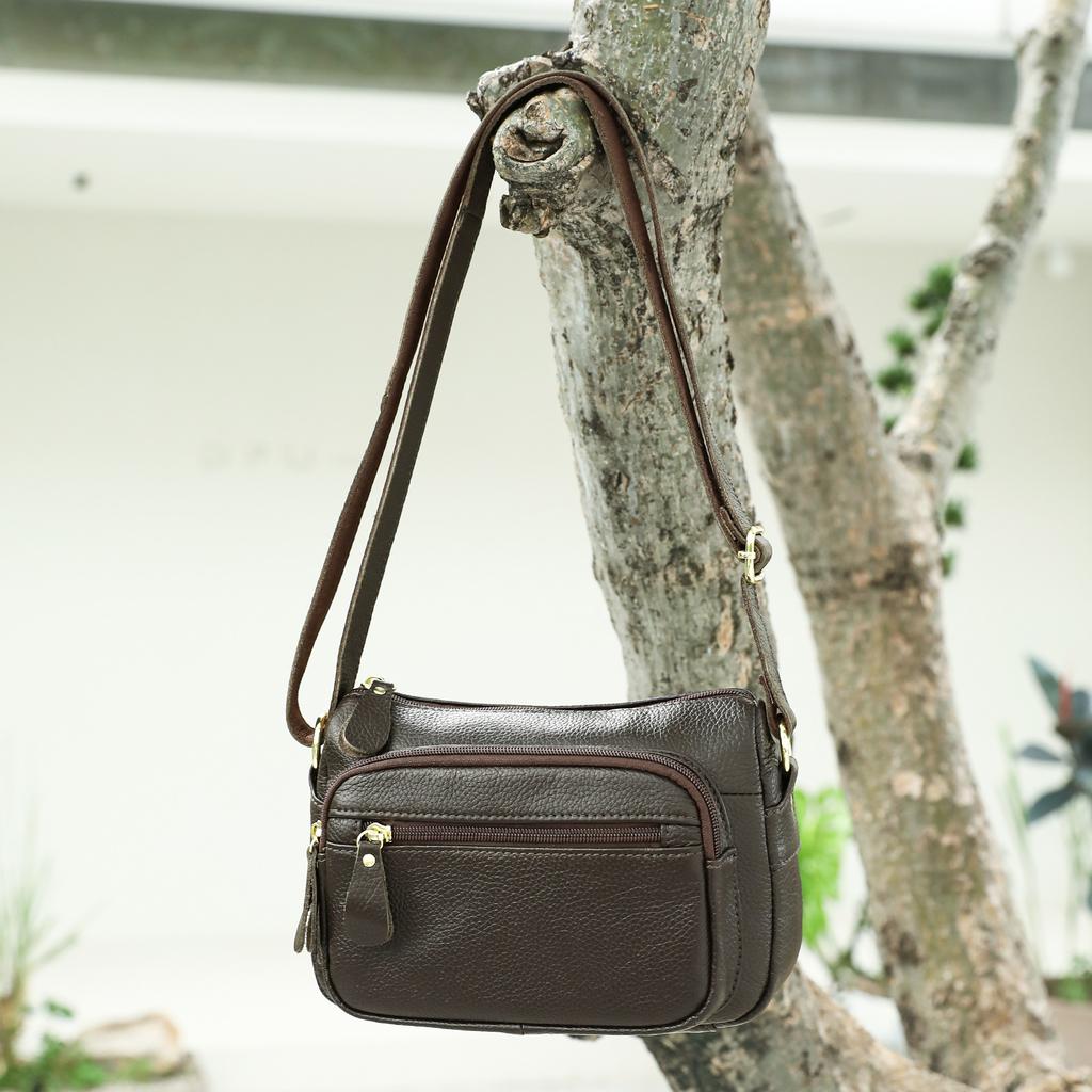 Women's Full-Grain Leather Underarm Crossbody Bag – Lightweight Versatile Mini Purse Multi-Color for Work Office Party & Travel