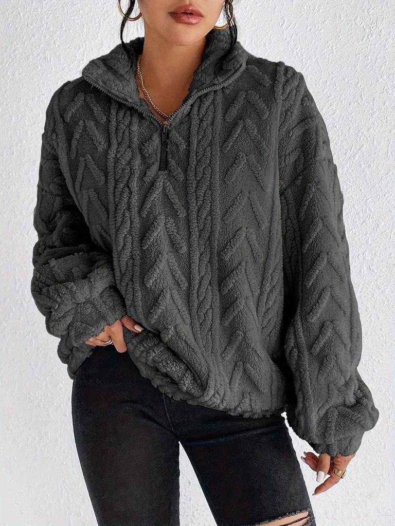 Women's Warm Fleece Sweatshirt Casual Stripe Pattern Tops for Autumn and Winter