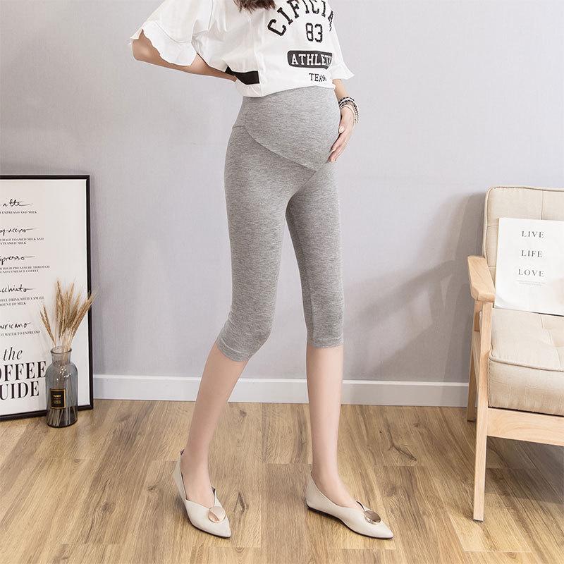 Pantalones Cortos Ajustables de Maternidad de Modal de Cintura Alta: Leggings cómodos de siete puntos para el verano