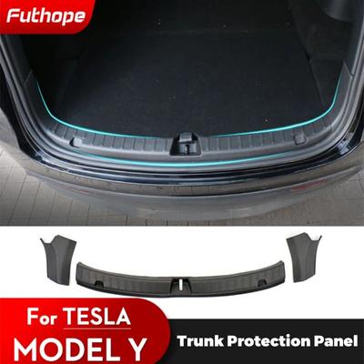 Futhope Kofferraum-Einstiegsleisten-Abdeckung, TPE-Gummischutz für Tesla Model Y, Schwellen-Stoßstangenschutz, Anti-Schmutz-Pad, verhindert Kratzer
