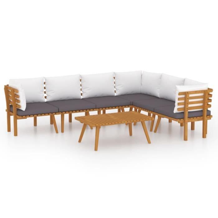 VidaXL Garden Furniture Set 7 Pcs with Cushions Solid Acacia Wood
