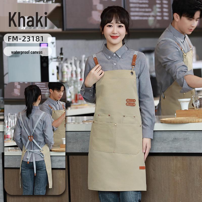 New Arrival Waterproof Canvas Apron - Oil-Proof Household Kitchen Studio Apron with Custom Logo Printing. хаки