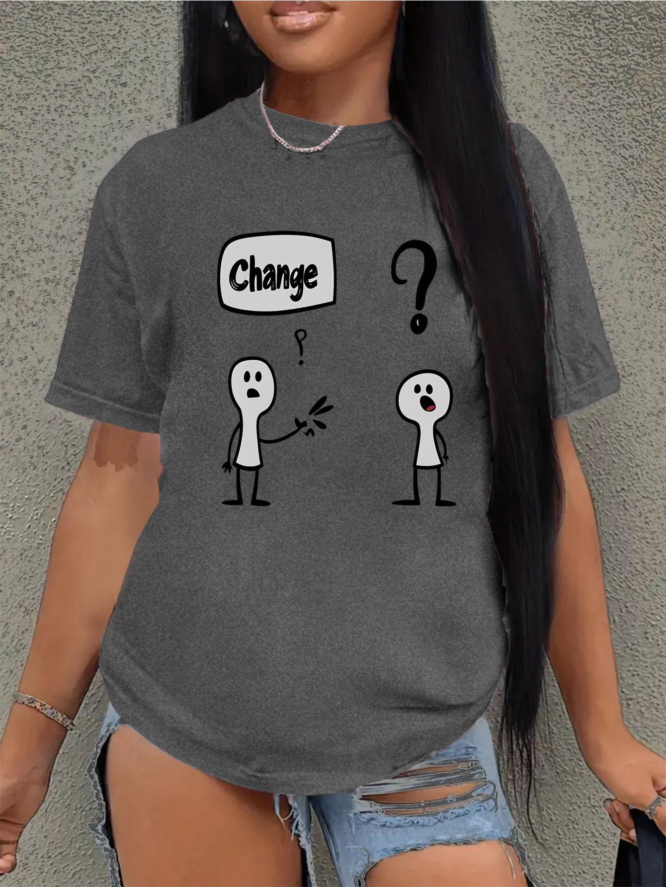 

Stylish Printed T-Shirt - Versatile, Easy To Maintain and Comfortable, Women S Casual All Season T-Shirt 4XL темно-сірий