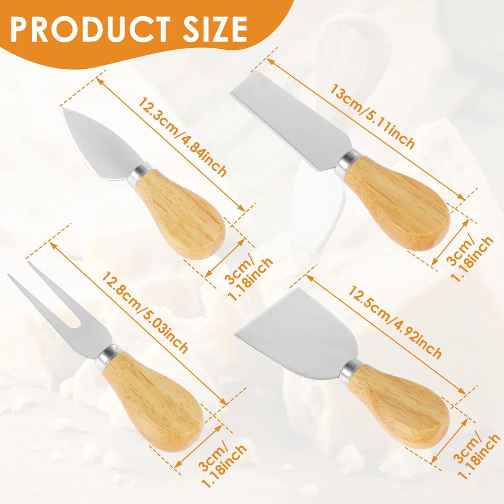 16Pcs Cheese Knives Set Stainless Steel Butter Cutter Spreader Portable Cheese Cutter Cheese Fork for Party Wedding Christmas