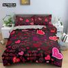 Red Rose Floral Duvet Cover Love Heart Bedding Set Microfiber Romantic Quilt Cover Queen King for Couple Wedding Valentine Decor