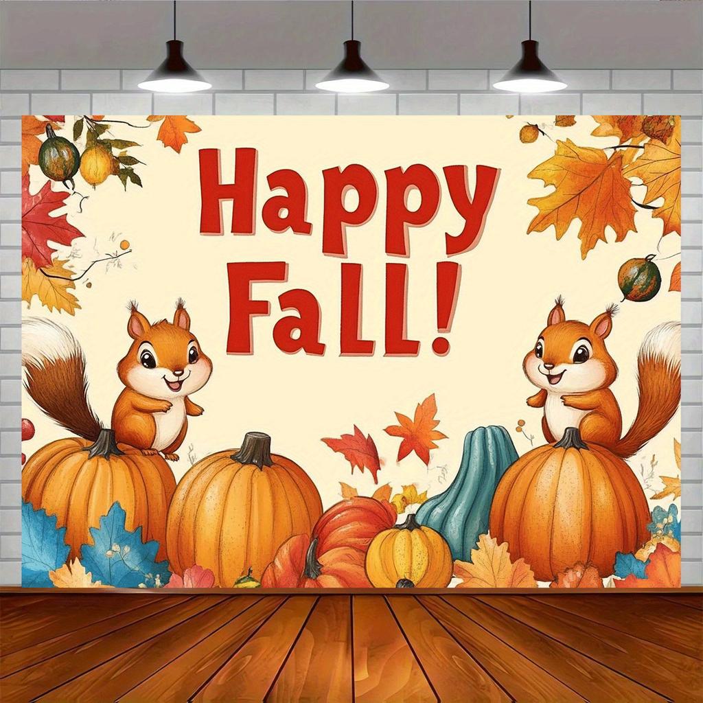 2D flat surface, 1 piece of cheerful autumn photography backdrop fabric, for autumn and winter home decoration.