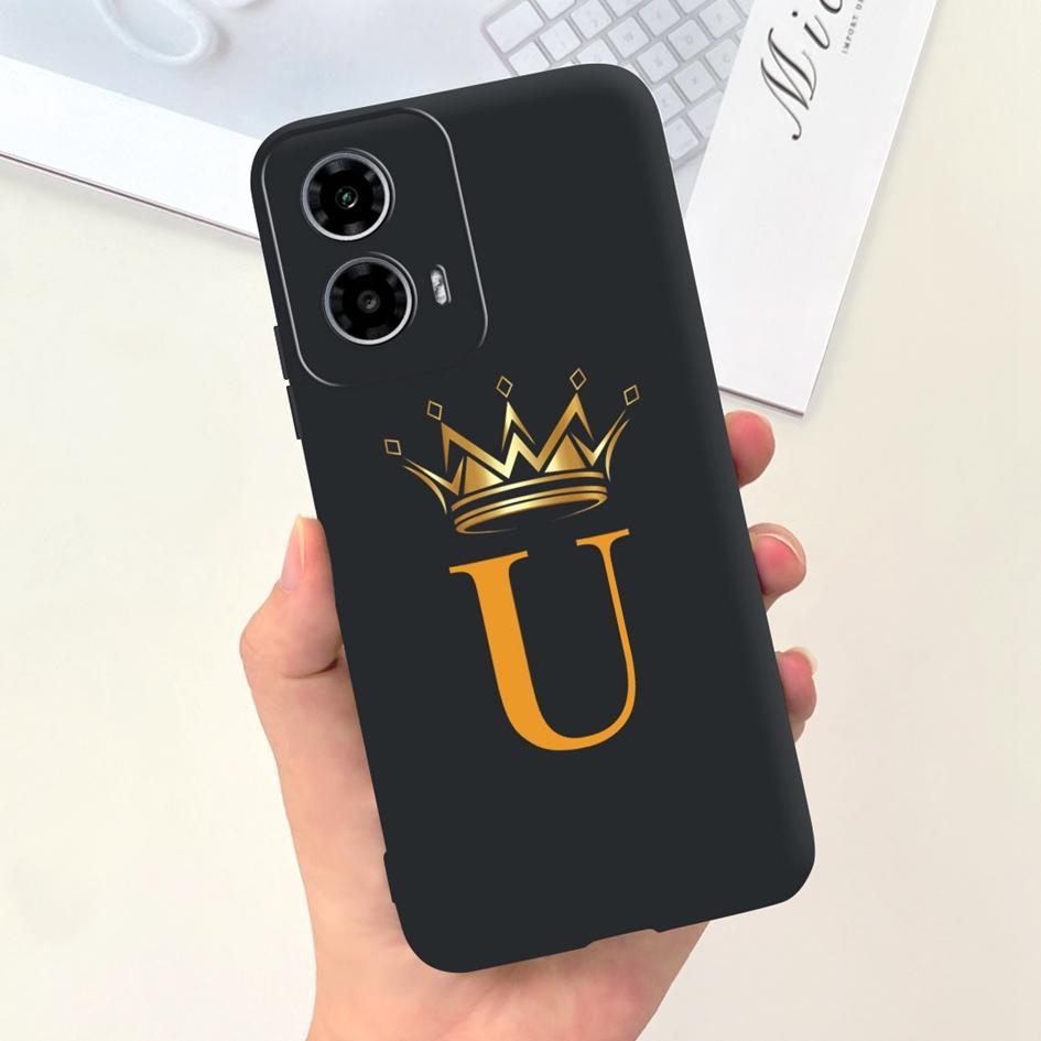 For Motorola Moto G24 Case 2024 New Fashion Crown Letters Soft Black Silicone Back Cover For Moto G34 G 24 Power XT2423-1 Fundas