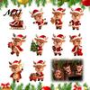 Xmas Holiday Party Supplies Christmas Elk Ornaments, 2D Flat Wooden Cute Reindeer Hanging Decoration, Cartoon Wood Deer Decorations Pendants with Hat
