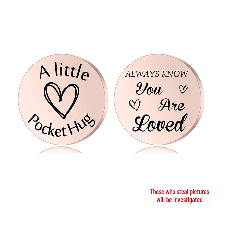 Lucky Charm Motivational Coin: Engravable Stainless Steel Couple & Family Gift Ornament.