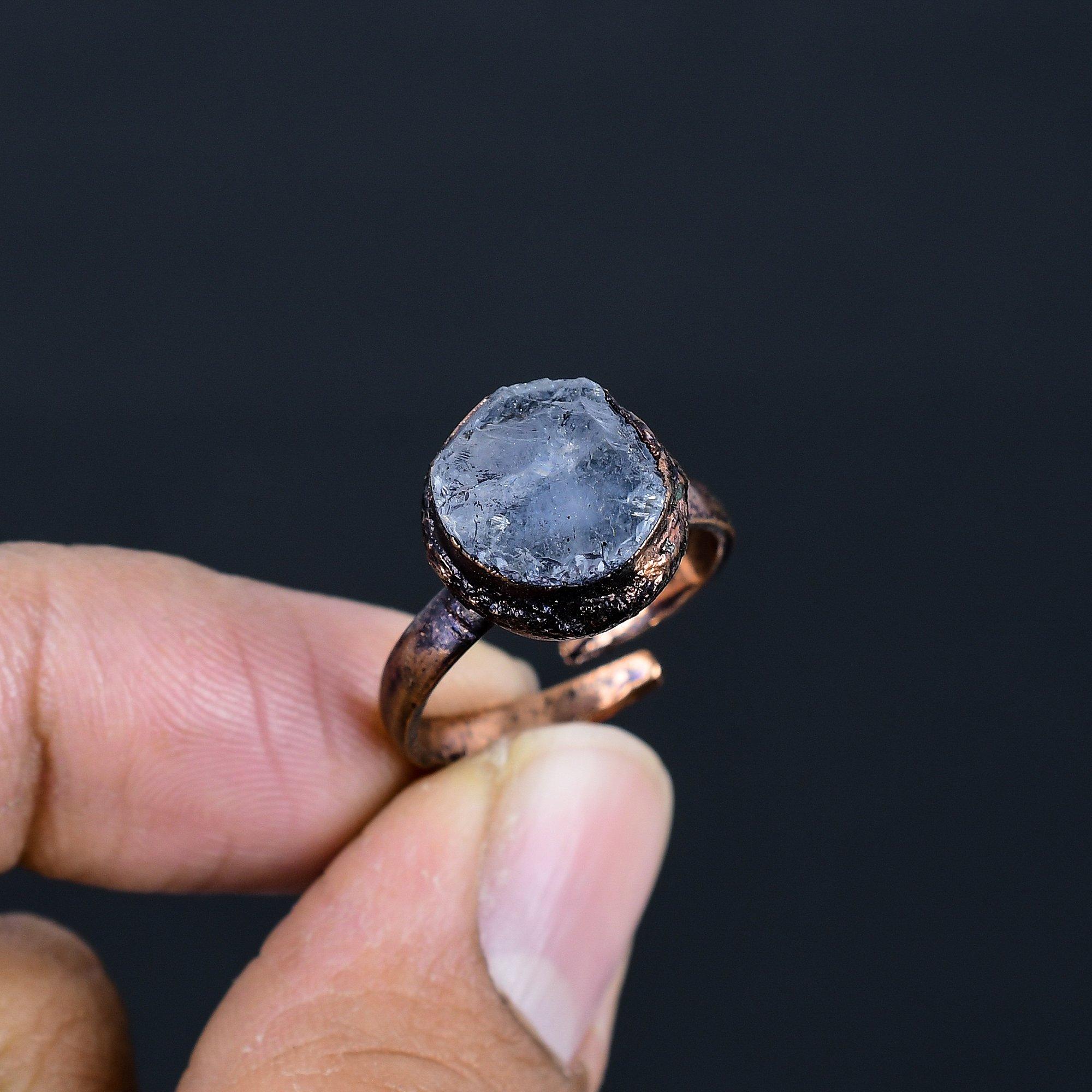 

Танзанит Кольцо с драгоценным камнем ручной работы, Медное гальванопластическое кольцо Антикварные украшения, Регулируемое кольцо Подарок на помолвку