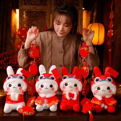 Adorable Festive Decorative Soft 2023 New Year Tang Suit Rabbit Stuffed Toy for Children Bunny Plush
